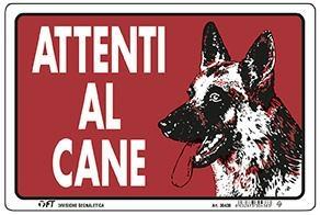 CARTELLI ATTENTI AL CANE SF.ROS 30X20 PVC